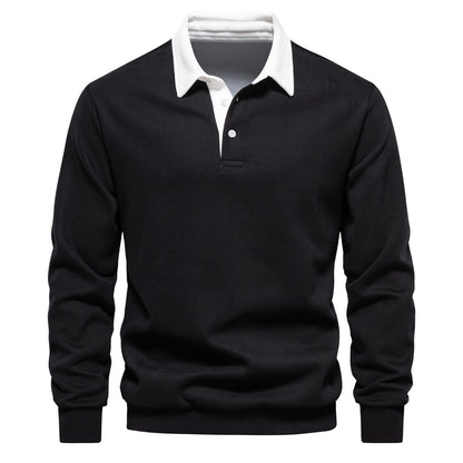 Mens Long Sleeve Polo Collar Sweatshirt