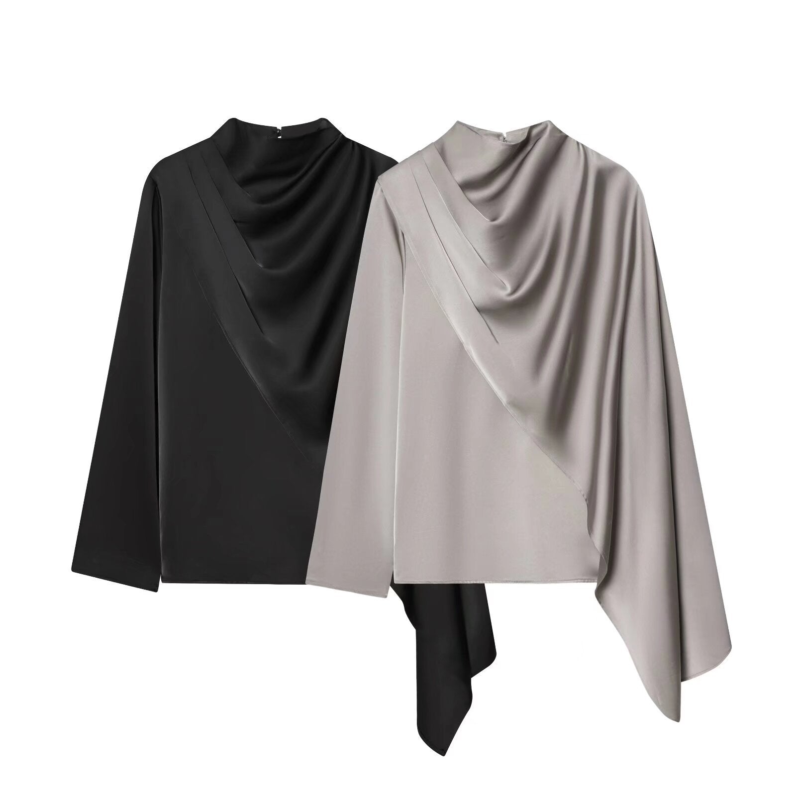 Satin top with a shawl design
