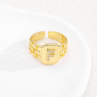 European and American ring letter series jewelry strap design letter opening ring