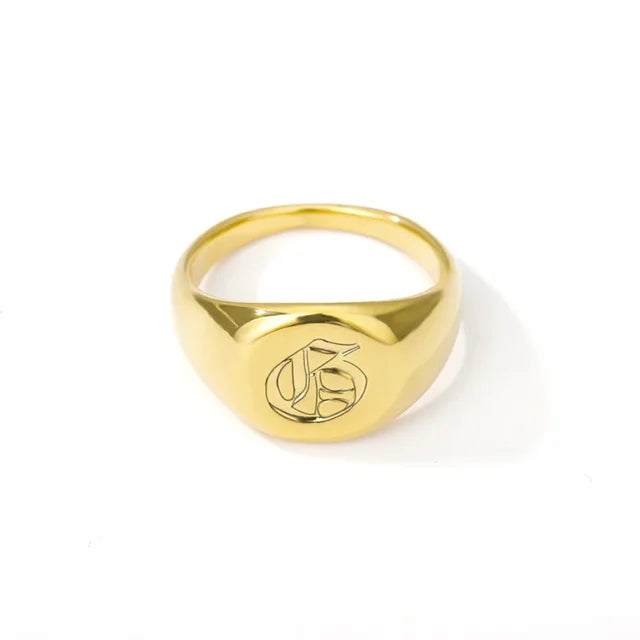 A-Z Letter Initial Rings for Women Goth Chunky Wide Stainless Steel Alphabet Men Ring 2024 Trendy Wedding Couple Jewelry anillos