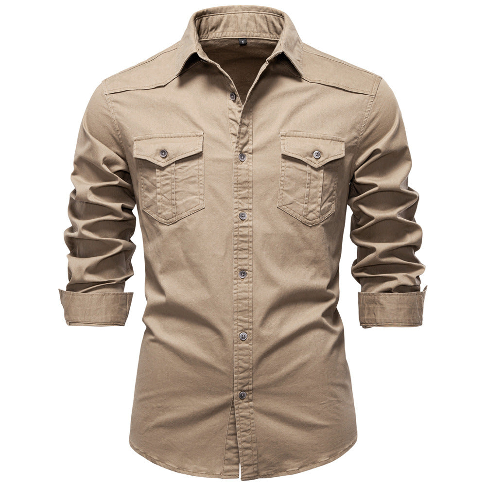 Mens Casual Denim Long Sleeve Shirt