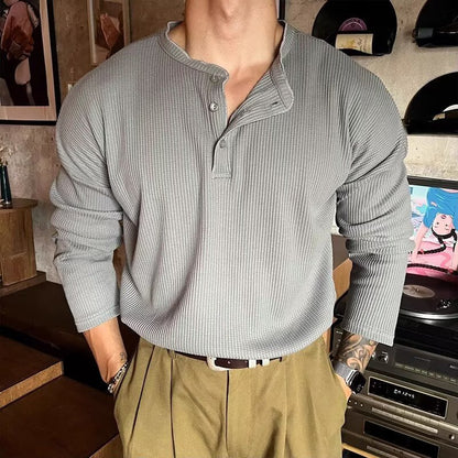 Henley Shirt Long Sleeve T-Shirt