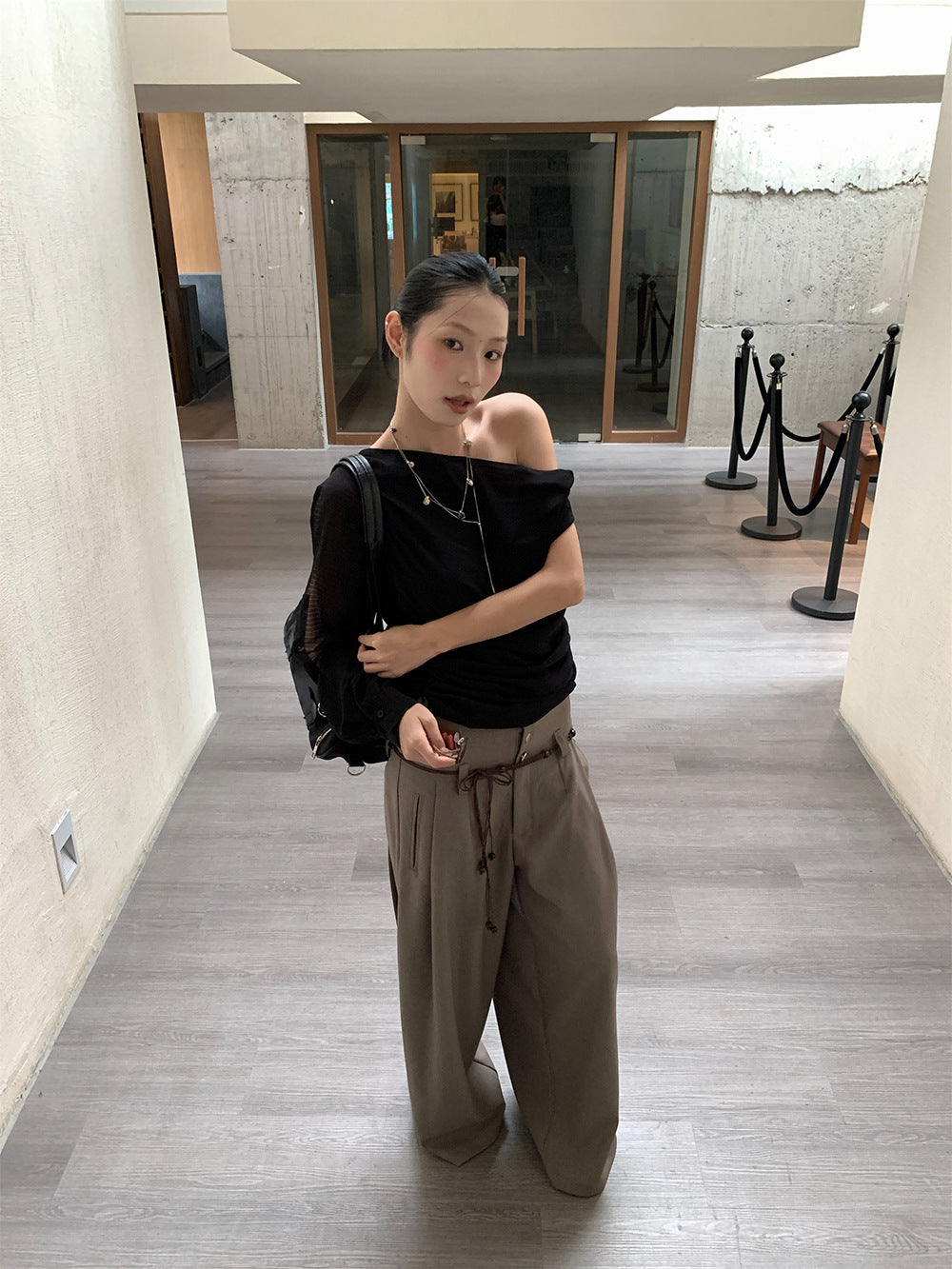 Double-Waist Pleated Casual Pants for Women