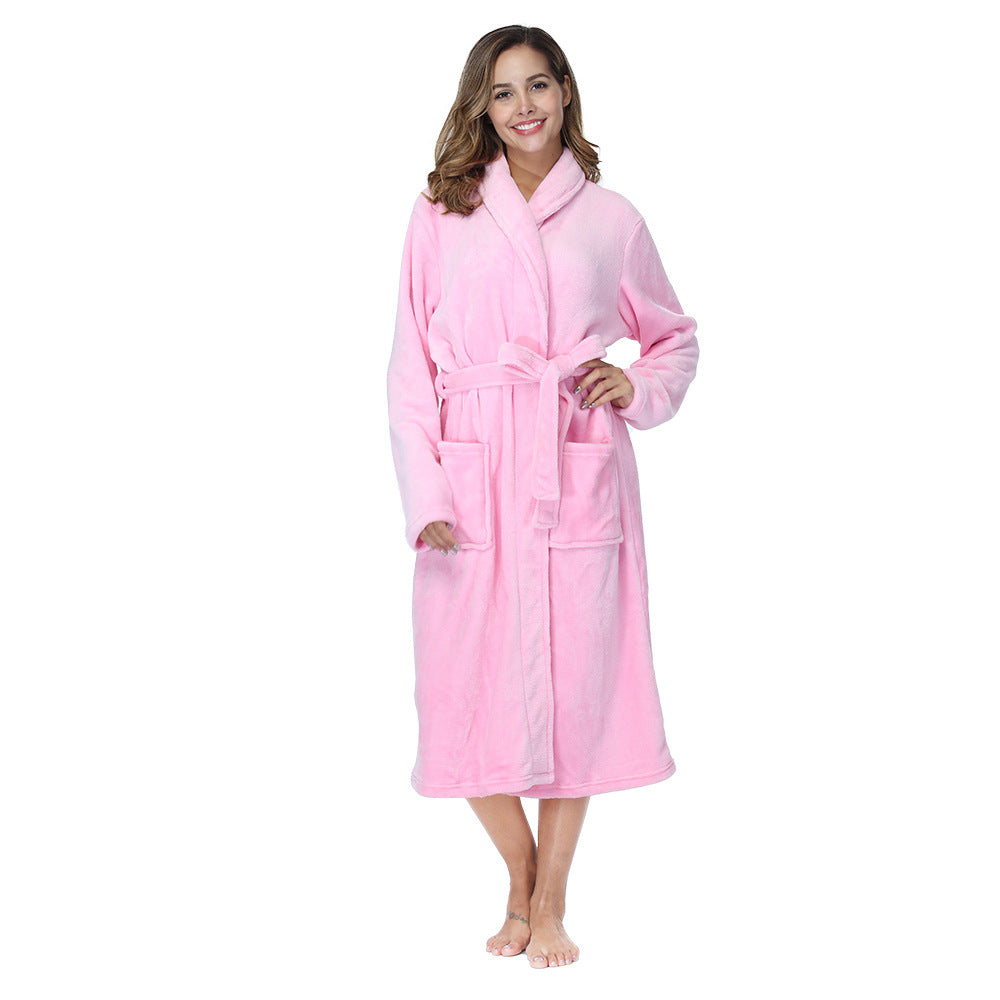 Hooded Flannel Bathrobe for Women