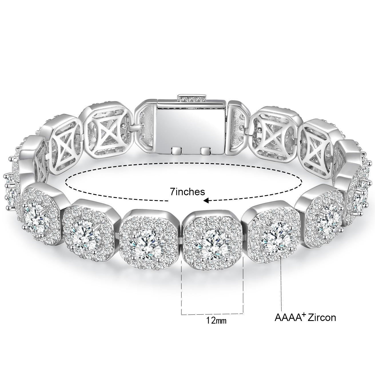 Cuban Chain Zircon Tennis Bracelet for Men and Women