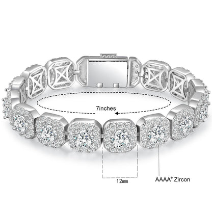Cuban Chain Zircon Tennis Bracelet for Men and Women