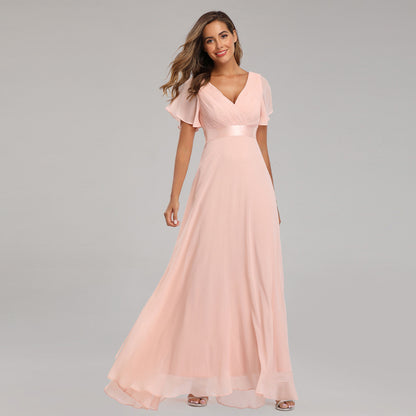 Elegant Trumpet Sleeve Chiffon Evening Dress
