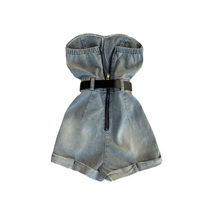 Womens Denim Jumpsuit Shorts