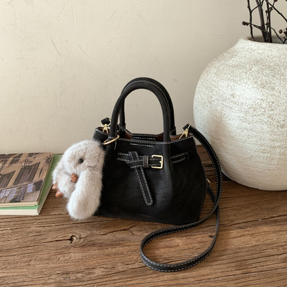 High-end suede bucket bag