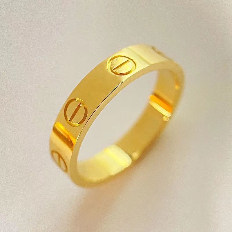 Titanium Steel Ring Classic 18K Rose Gold Diamond Free Three Full Diamond Wedding Ring for Men and Women