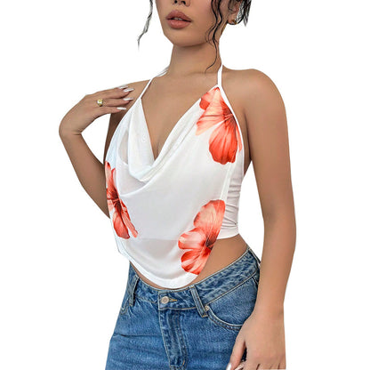 Vacation style spicy girl camisole halter top neck hanging women's clothing