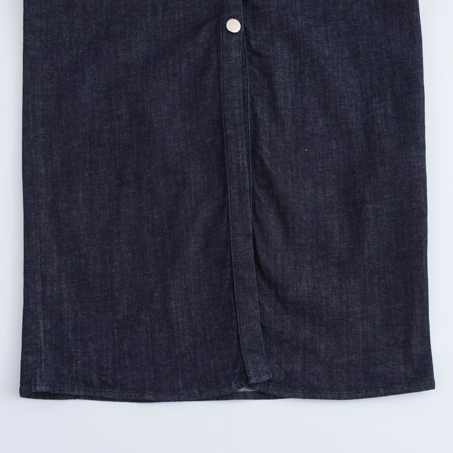 Womens Denim Midi Dress with V-Neck