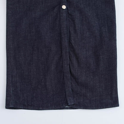 Womens Denim Midi Dress with V-Neck