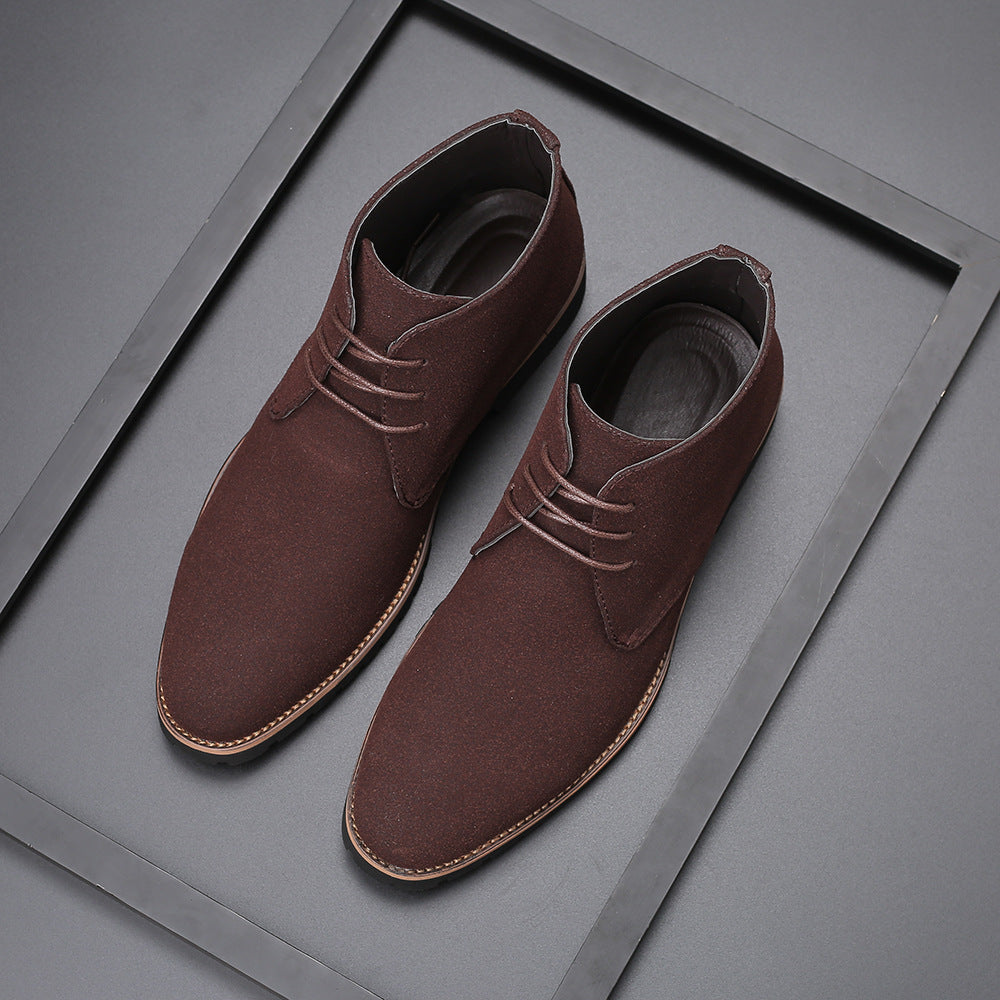 Pointed-toe casual men's leather boots