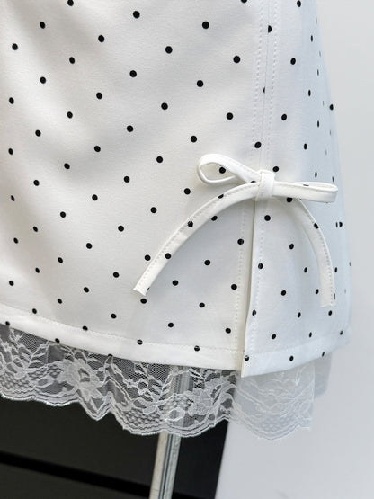 French Polka Dot Lace High Waist Skirt