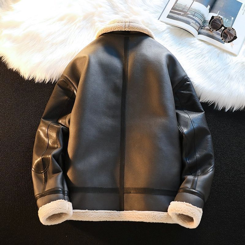 Semi-synthetic lamb fur coat