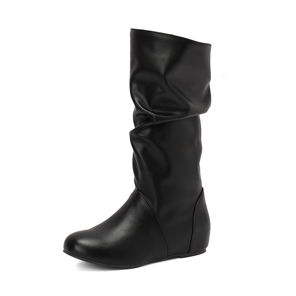 High-top round-toed retro ankle boots