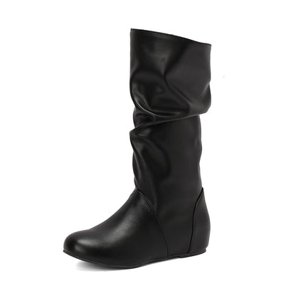 High-top round-toed retro ankle boots