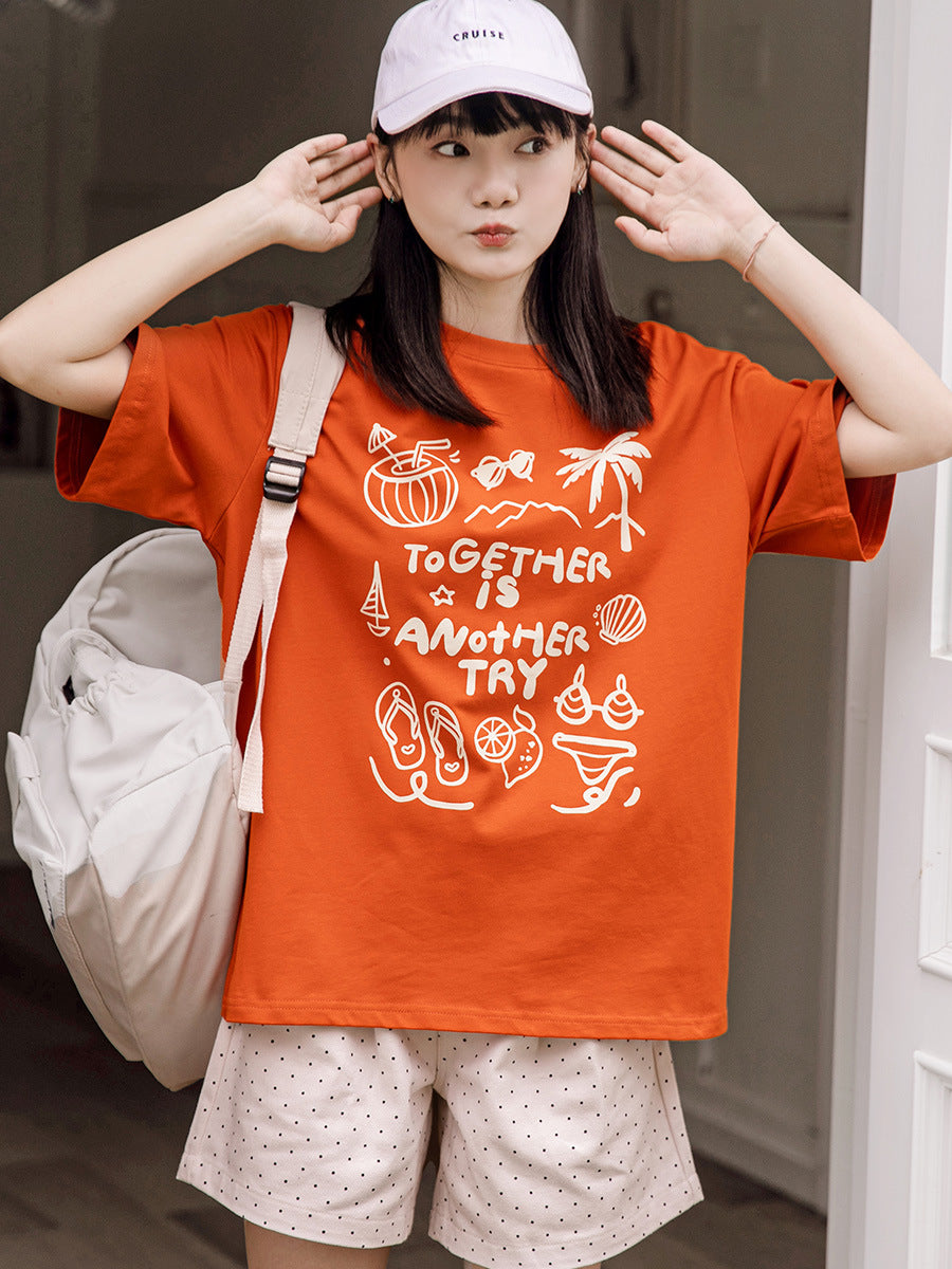 Anime Print Cotton Short Sleeve T-Shirt