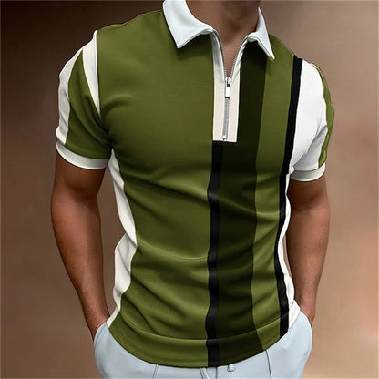 Summer short sleeved T-shirt casual business button top T-shirt fashionable men's clothing