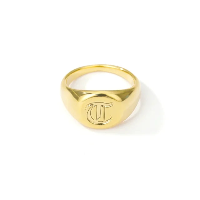 A-Z Letter Initial Rings for Women Goth Chunky Wide Stainless Steel Alphabet Men Ring 2024 Trendy Wedding Couple Jewelry anillos