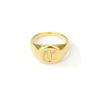 A-Z Letter Initial Rings for Women Goth Chunky Wide Stainless Steel Alphabet Men Ring 2024 Trendy Wedding Couple Jewelry anillos
