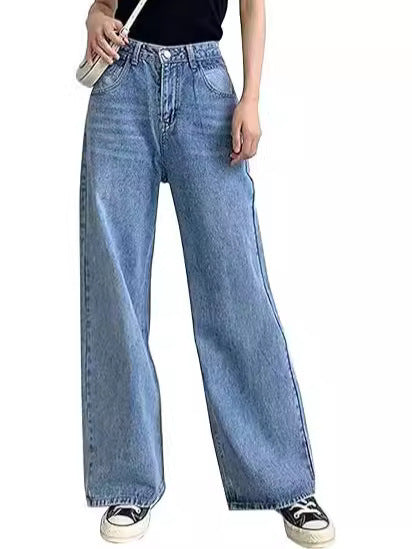 Slim High-Waisted Non-Stretch Denim Pants for Women