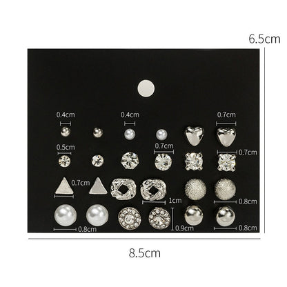 Earring Set 12 Pair Earrings Pearl Zircon Card Set One Week Earrings Earrings