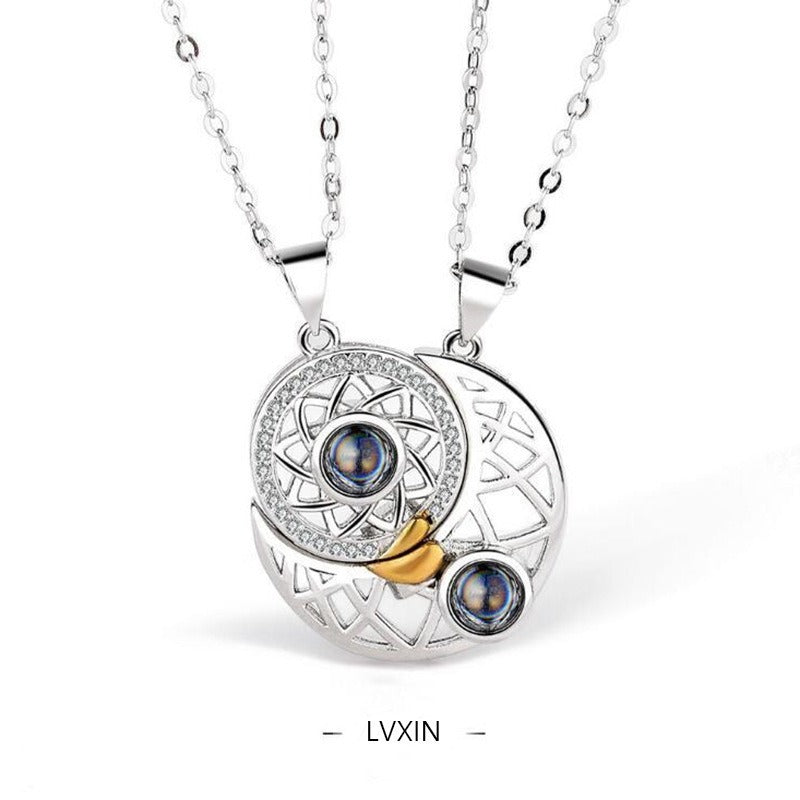 Ins niche design jewelry love sun and moon couple pendant magnetic clavicle chain