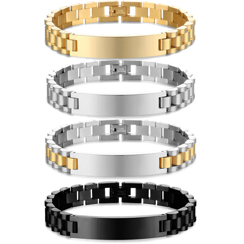 Titanium Steel Men's Bracelet Trend Jewelry Name Can Be Engraved Strap Men And Women Stainless Steel Curved Brand Bracelet Jewelry