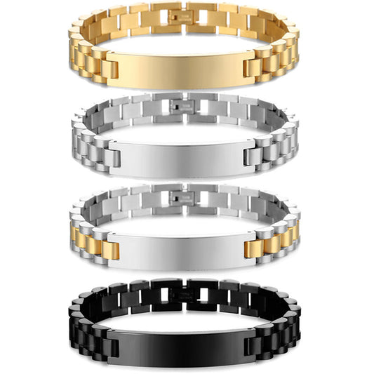 Titanium Steel Men's Bracelet Trend Jewelry Name Can Be Engraved Strap Men And Women Stainless Steel Curved Brand Bracelet Jewelry