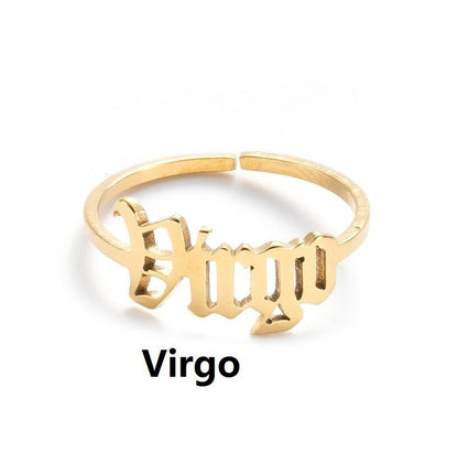 New Stainless Steel Ring Women's ins Colorless European and American Opening Retro Simple English Letter Ring Men