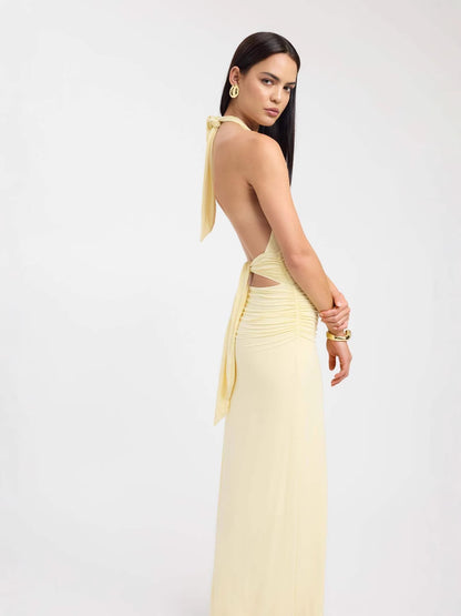 Elegant Halterneck Slit Long Dress