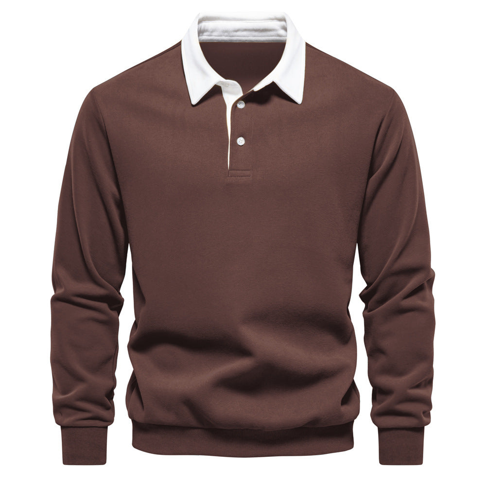 Mens Long Sleeve Polo Collar Sweatshirt
