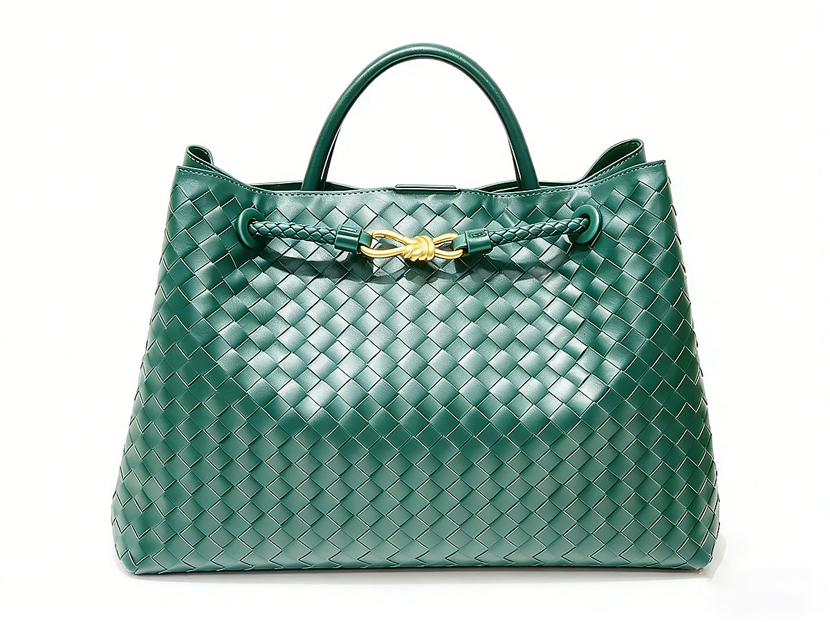 Woven Tote Bag with Metal Rope Buckle