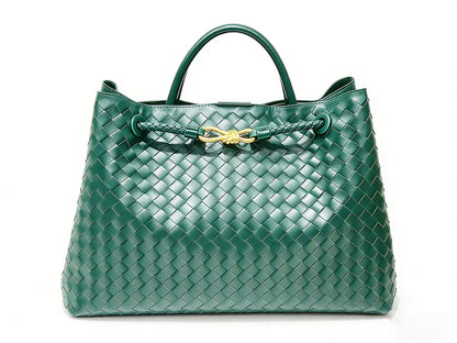 Woven Tote Bag with Metal Rope Buckle