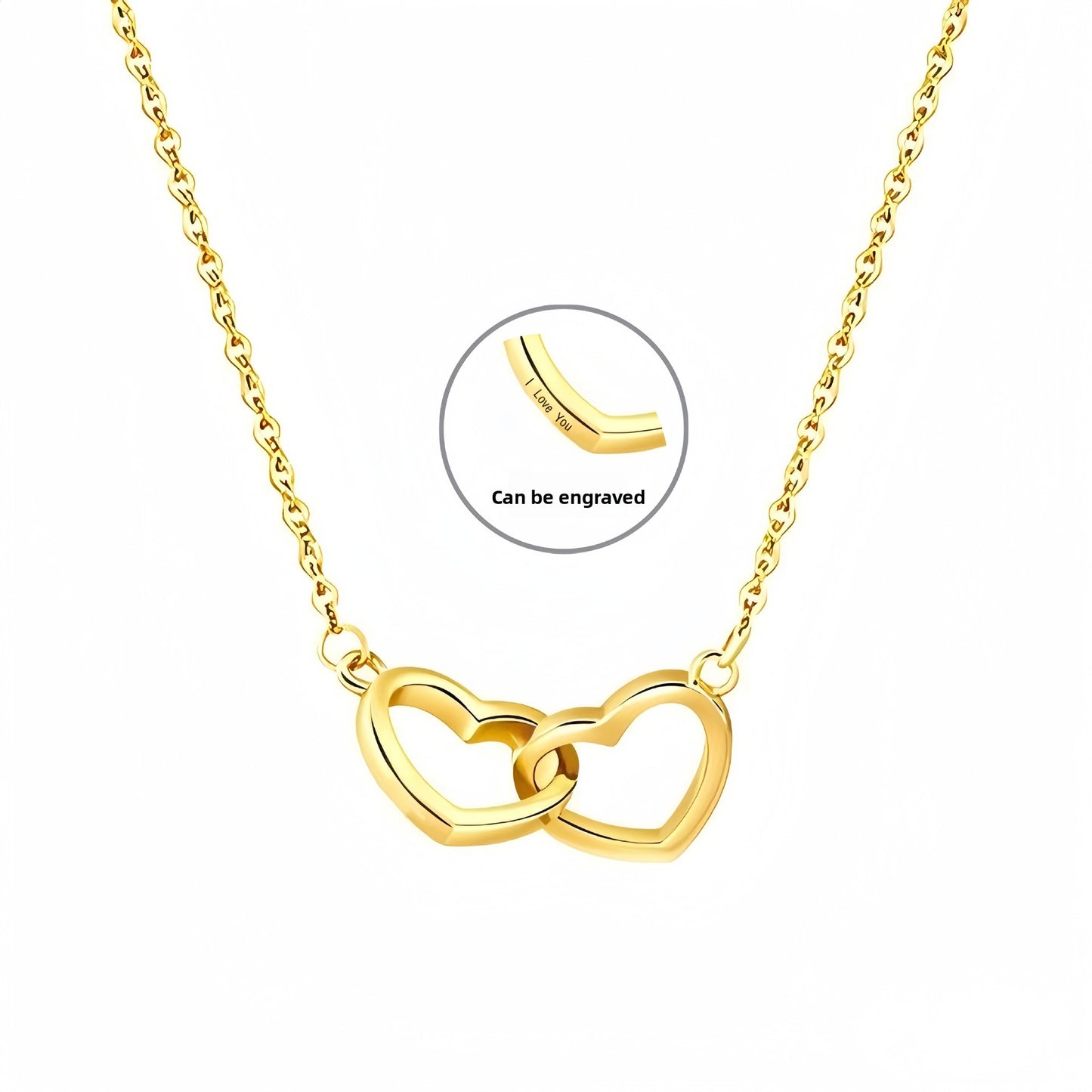 Double Heart Titanium Steel Necklace for Women - Fashion