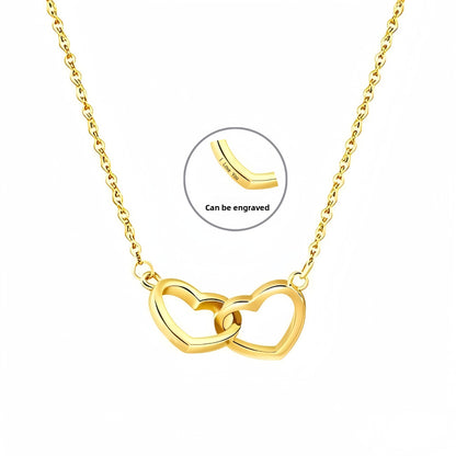 Double Heart Titanium Steel Necklace for Women - Fashion