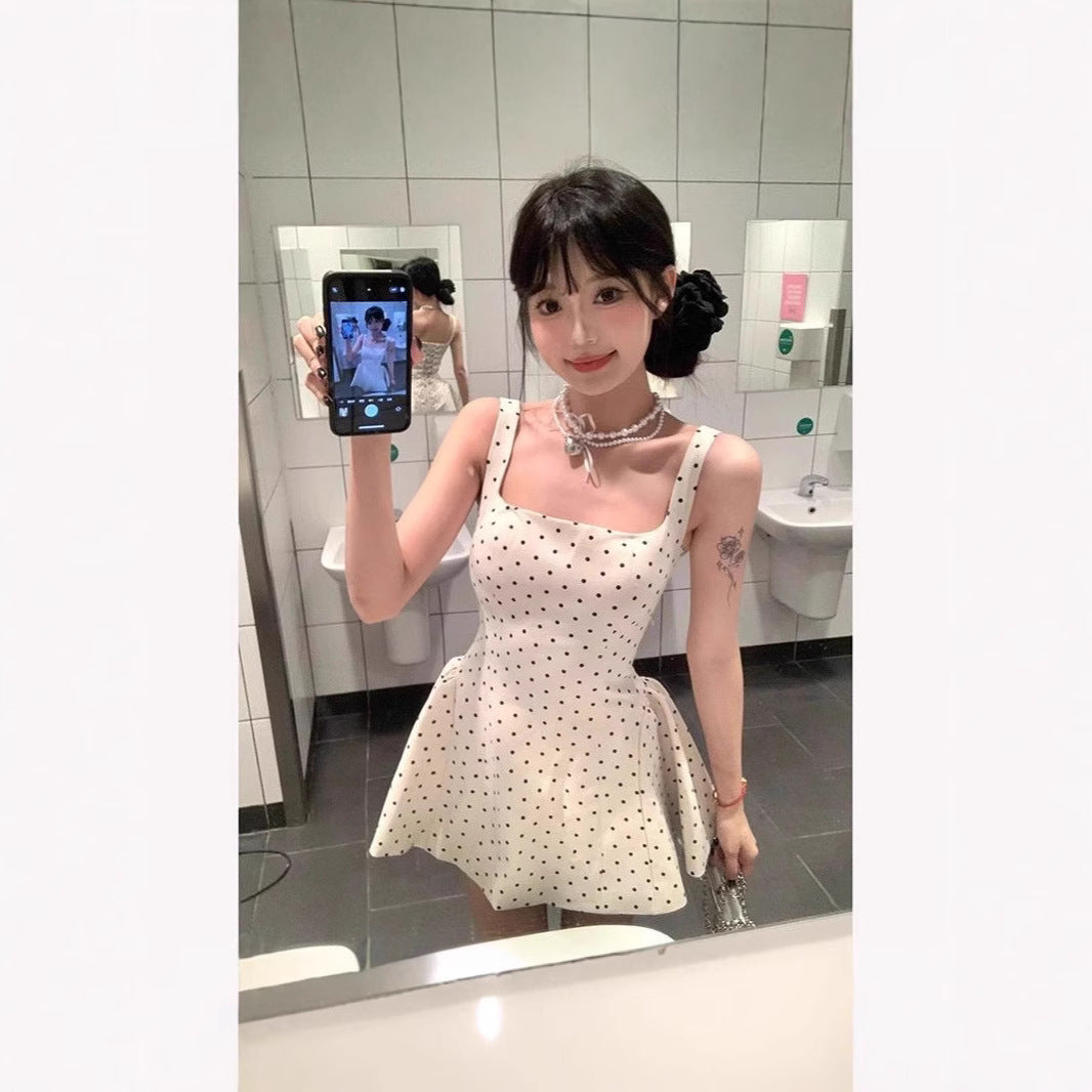 French Style Print Sling Dress