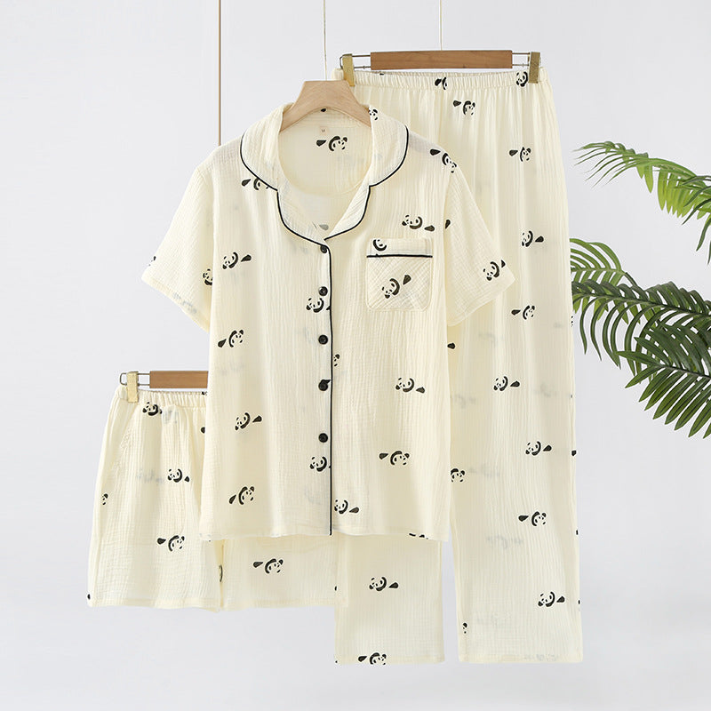 Cotton Three-Piece Pajama Set