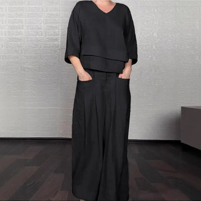 Women's Casual Solid Color Plus-Size Set