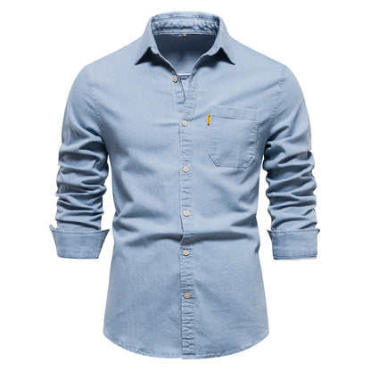 Mens Casual Denim Long Sleeve Shirt