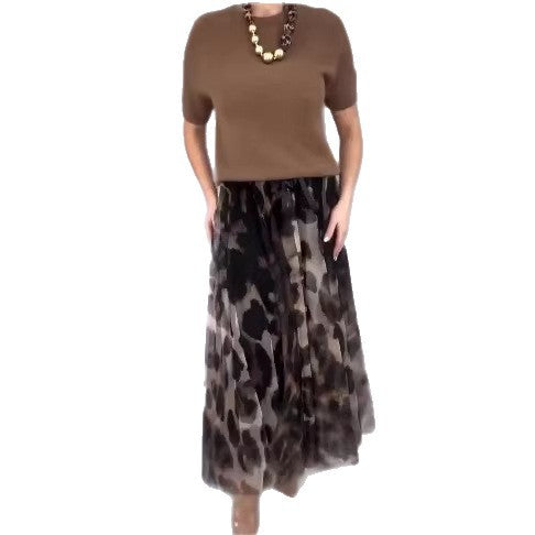 Women's Solid Color Mesh A-Line Dress Set