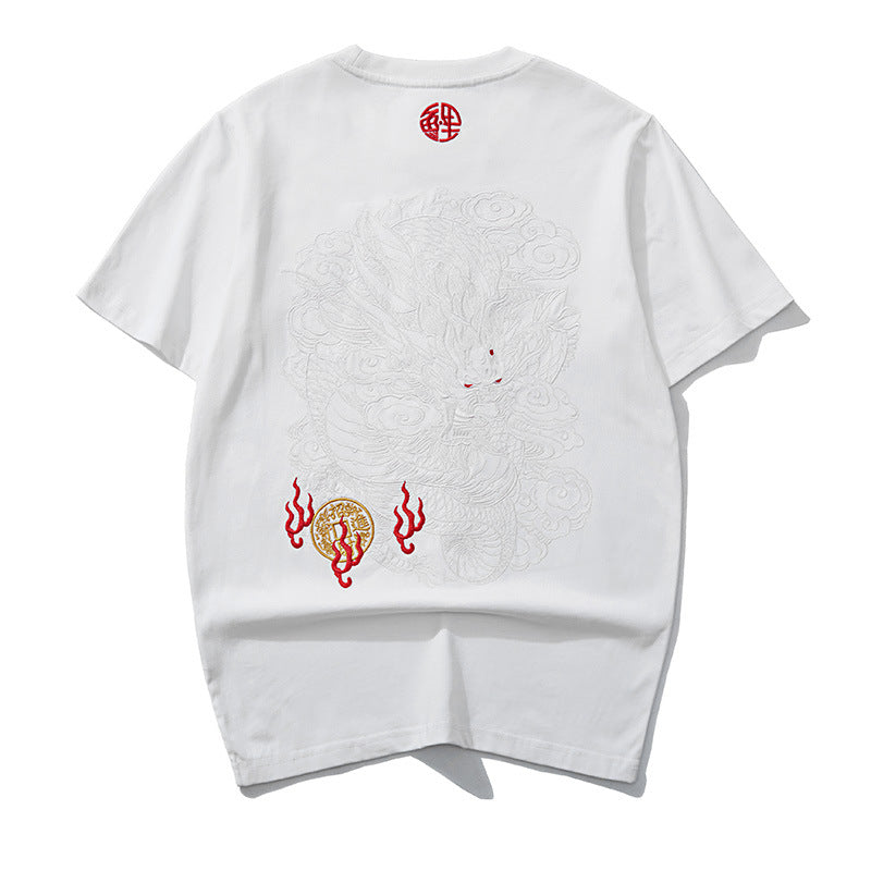 Dragon-pattern short-sleeve T-shirt