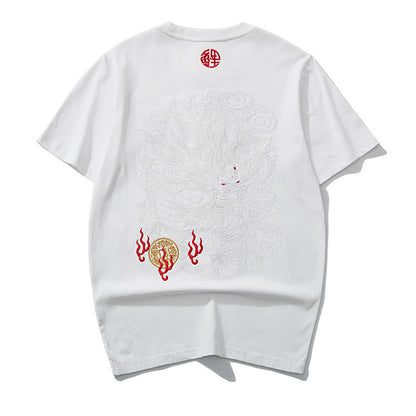 Dragon-pattern short-sleeve T-shirt