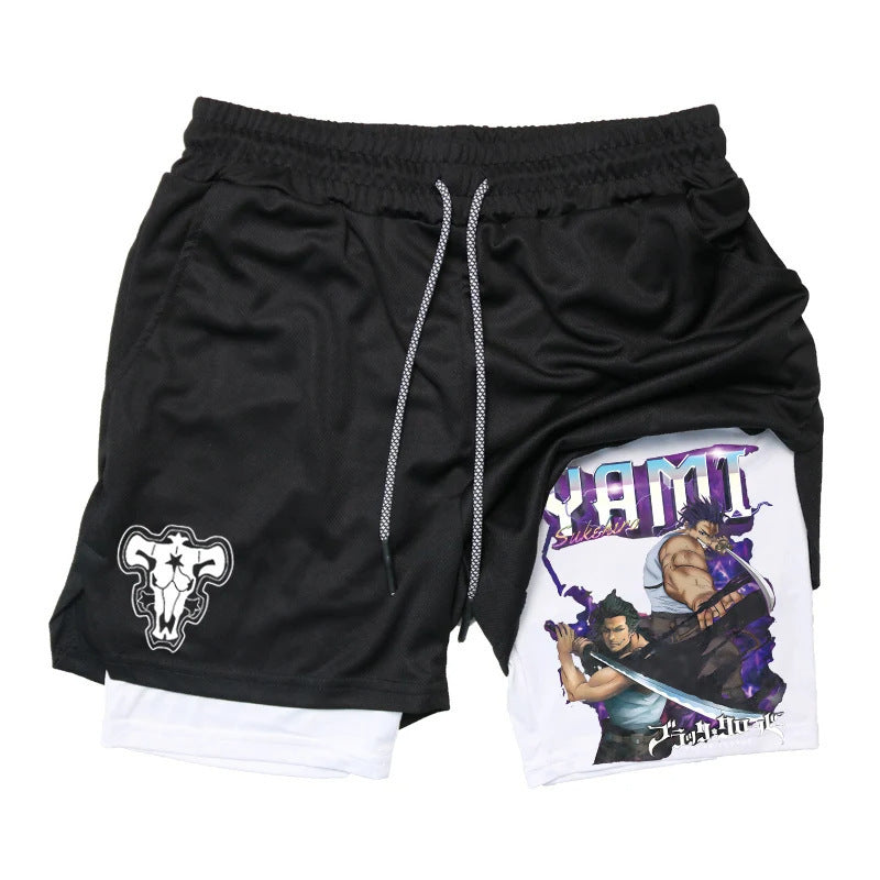 Anime Print Double Layer Casual Shorts