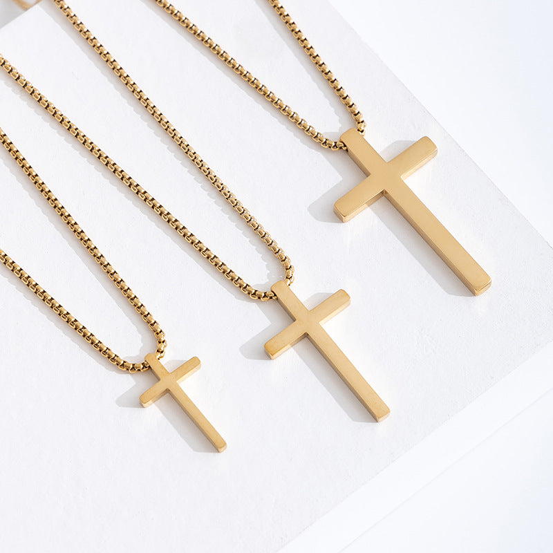 Adjustable Stainless Steel Cross Pendant Necklace