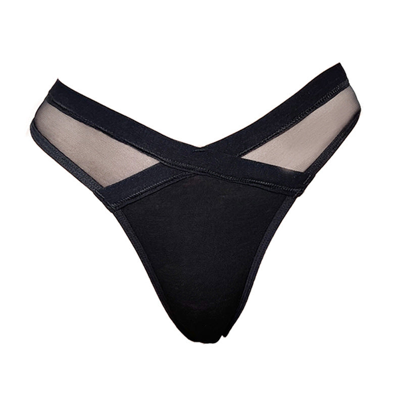 Women's low-rise mesh solid color transparent panties