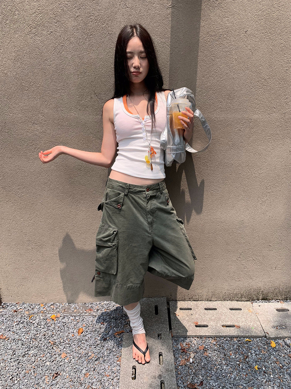 Retro Denim Wide-Leg Mid-Pants for Women