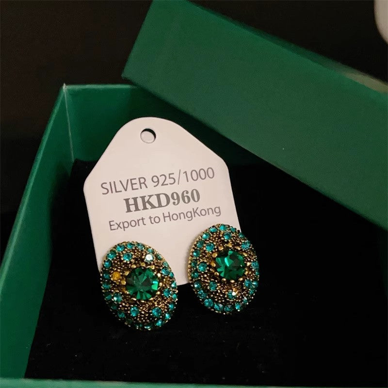 Geometric Gemstone Earrings with Silver Posts